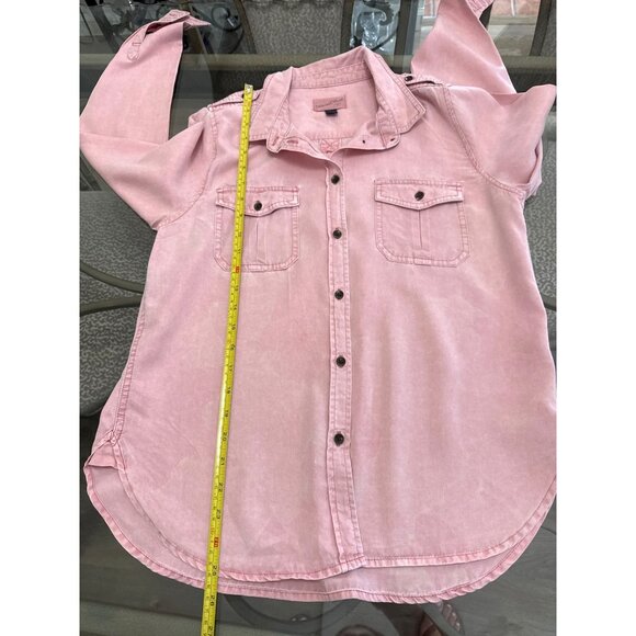 Universal Thread Pink Button-Down Utility Shirt Long Sleeve Double Chest Pockets - Picture 6 of 7
